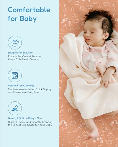 Image of Crib Sheets 2 Pack, Fitted Crib Sheet for Standard Crib Mattress 28x52x9, Ultra Soft Jersey Knit, Breathable Stretchy Deep Pocket, Snug Fit Stays Put, Baby Crib Mattress Sheet