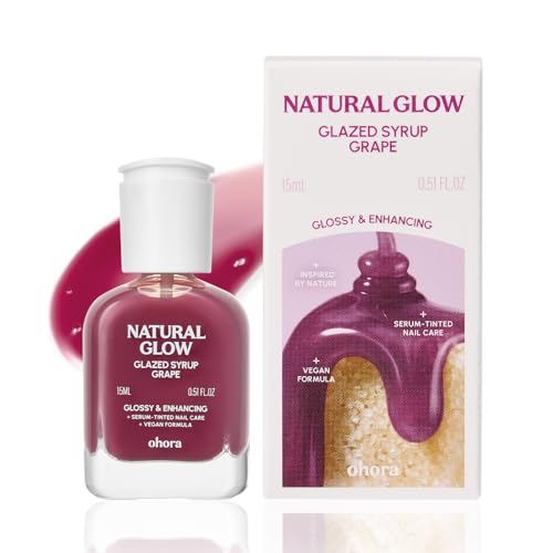 Image of ohora 2-in-1 Sheer Nail Polish & Strengthener - Grape | Tinted Nail Concealer | Nail Hardener for Weak, Damaged Nails | Nail Care Polish with Glossy Finish | Glazed-Syrup Formula, 15 mL