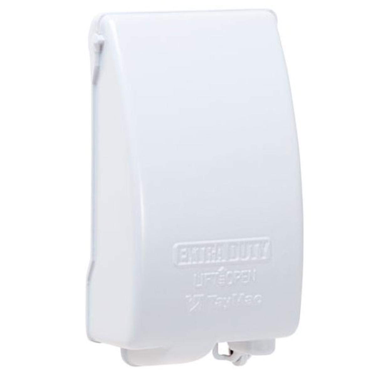 TayMac MX4280WH Weatherproof Metallic Low Profile While-In-Use Device cover with 8-in-1 Configurations and Single Gang, Vertical, White