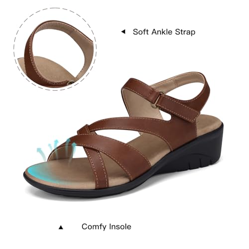 Image of SHIBEVER Wedge Sandals for Women Dressy: Comfortable Low Heel Sandals | Adjustable Casual Dress Shoes with Cushioned Insole and Non-Slip Sole, All-Day Walking