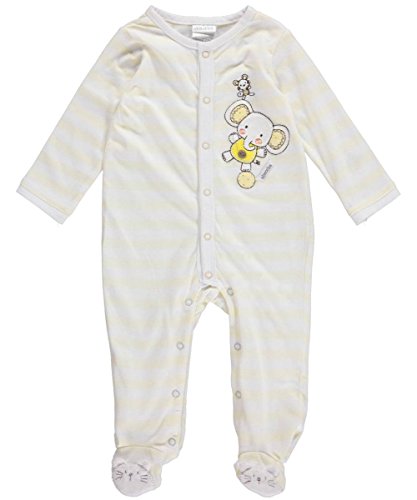 ABSORBA Unisex-Baby Newborn Uni Elephant Footie, Yellow/White, 6-9 Months