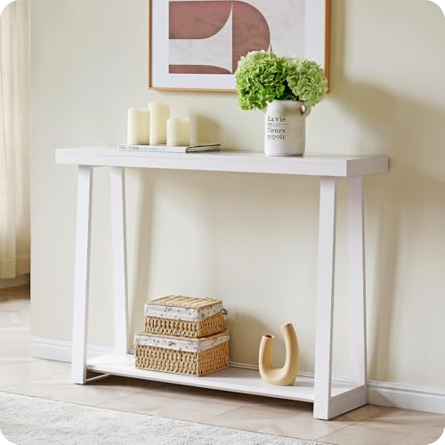 Kings Brand Furniture Emma Wood Console Sofa Table with Storage Shelf for Entryway, Hallway, Behind The Couch, Living Room, Foyer, Bedroom (White, 36 inches)