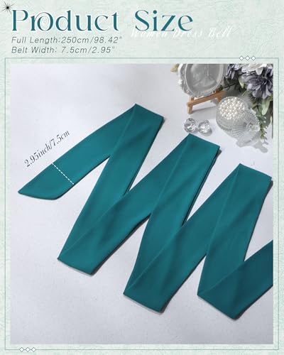 Image of Glitopper Women Chiffon Sash Belt Dress Sash Waist Bridal Wedding Belt 50s Accessories 3'' Wide