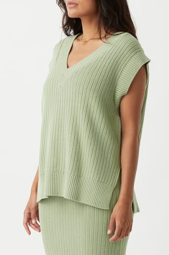Image of Saodimallsu Womens V Neck Sweater Vest Oversized Ribbed Knit Sleeveless Casual Loose Fit Pullover Tank Top