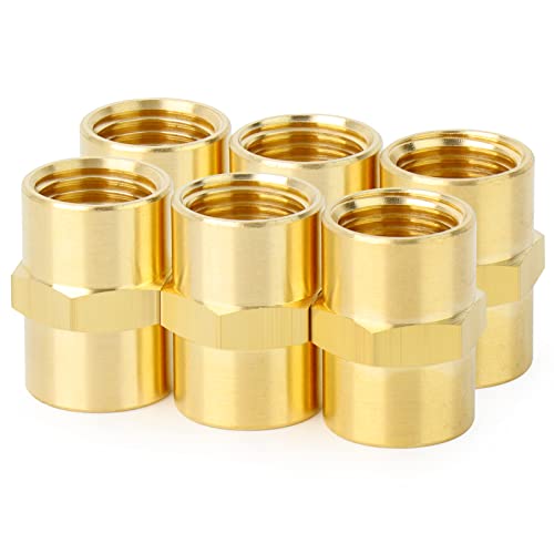 ChillWaves Brass Pipe Fitting, Hex Coupling 1/2" NPT Female x 1/2" NPT Female Thread Adapter(6-PACK) by ChillWaves - Used condition - US$12.75