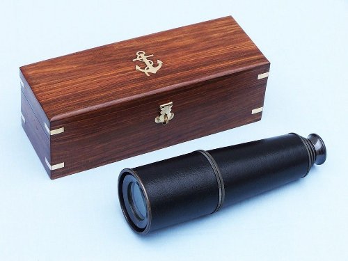 Hand Made Admiral's Black/Antique Leather Spyglass 18