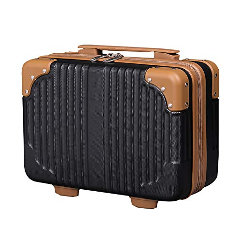 Lzttyee 14in Hard Shell Cosmetic Carrying Case Portable Travel Hand Luggage Suitcase (Black)