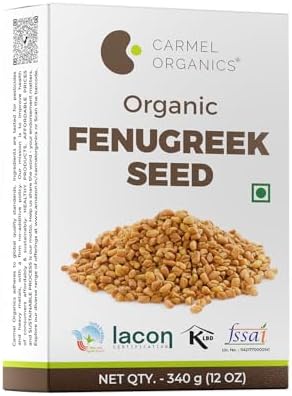 CARMEL ORGANICS Fenugreek Seed/Methi Seeds Whole 340 Grams