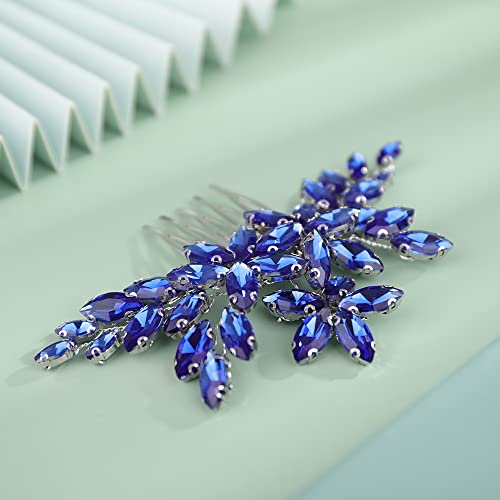 Peine para cabello con pedrería floral azul Lenjicons miniatura 4