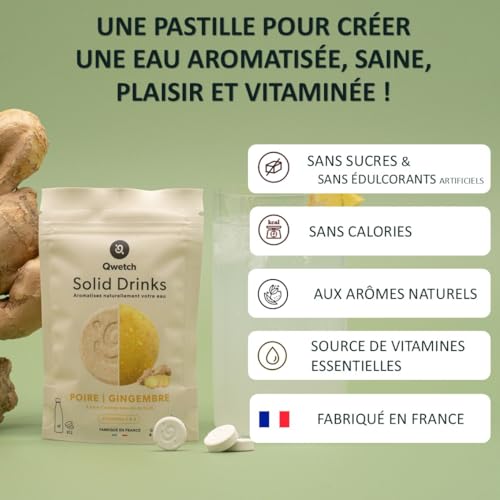Qwetch Solid Drinks – Birne & Ingwer – Vitamine C & B – 12 Tabletten