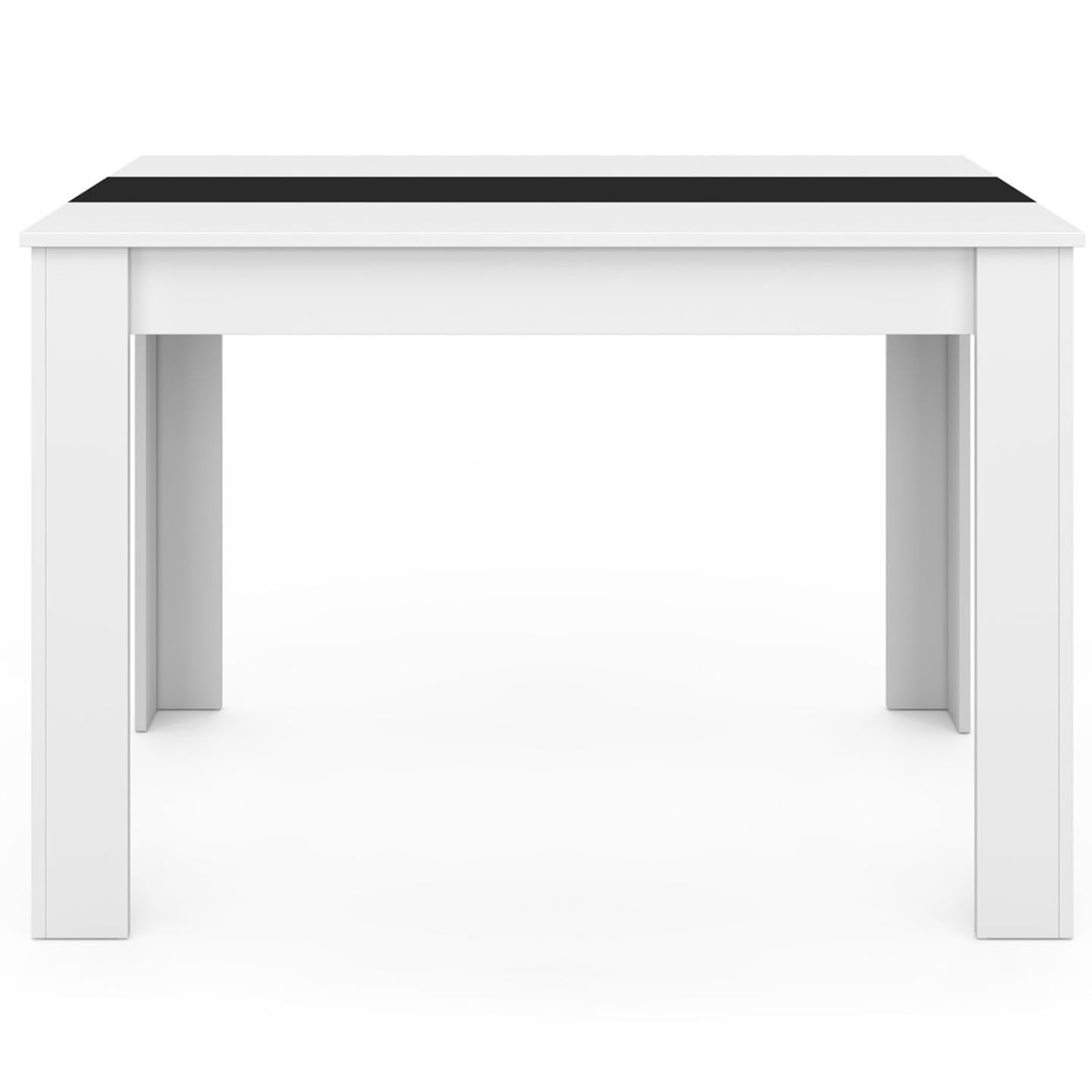 IDMarket ROZY - Mesa de comedor rectangular para 6 personas, 110 cm, color blanco y negro