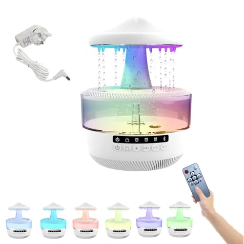 WRQIOO Rain Cloud Humidifier Waterfall Lamp Gloomy Rain Cloud Lamp with 7 Colors Light Ra-in Humidifier for Bedroom with Water Drop Sound and Bluetooth Remote Control for Home Office