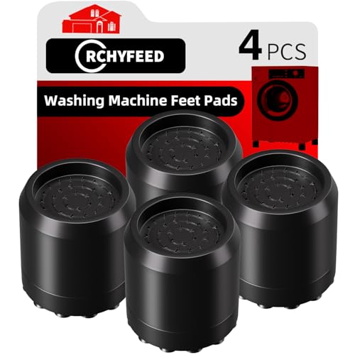 RCHYFEED 4 Pcs Washing Machine Feet Pads，Slip Noise Cancelling Anti Vibration Mat，Washing Machine Stabilizer for Washing Machines and Dryers (Black）