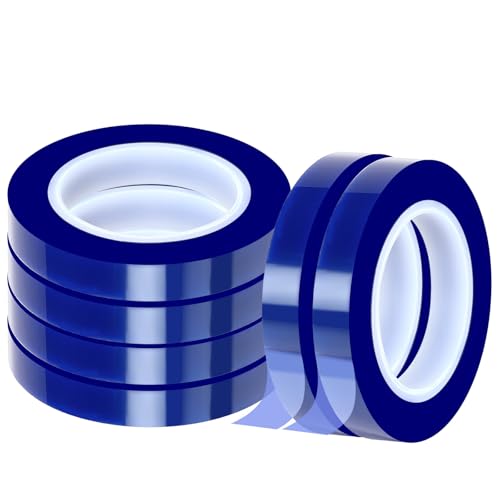 Image of 6 Rolls 10mm x 33m(108FT) Heat Tape Heat Resistant Tape High Temperature Heat Transfer Tape for Heat Sublimation Press Vinyl,No Residue(Blue)