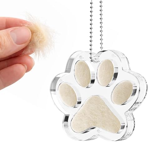 Pet Fur Keepsake Paw – Clear Acrylic Pet Memorial Ornament with M...