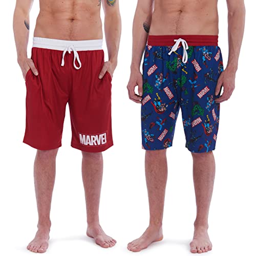 Marvel Avengers Captain America Spider-Man Hulk Thor Black Widow 2 Pack Pajama Shorts