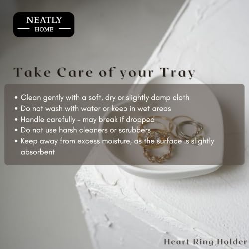 Image of Aesthetic Handmade Heart Ring Holder Trinket Tray Handmade | Jewelry Organizer | Vanity Tray for Women | Minimalist Home Decor, Candle Holder & Multipurpose - 8 x 8 cm