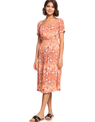 ROXY Palmy Breeze Printed Short Sleeve Midi Dress