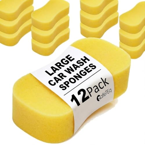 12-Pack Large Car Wash Sponges - Premium Quality Extra Large Sponge for Effortless Cleaning - Soft and Absorbent Vehicle Cleaning Accessories