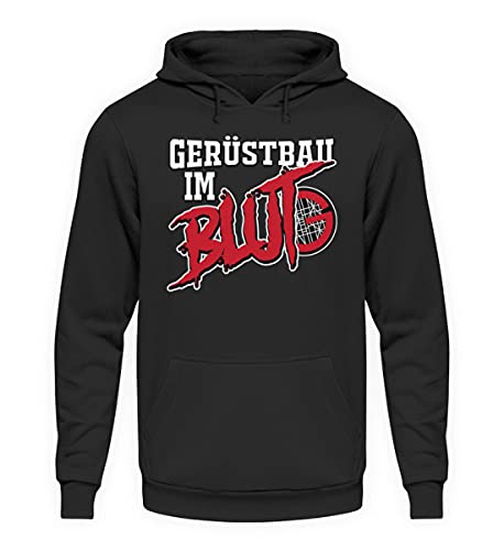 Pull à capuche noir unisexe avec motif échafaudages pour look urbain