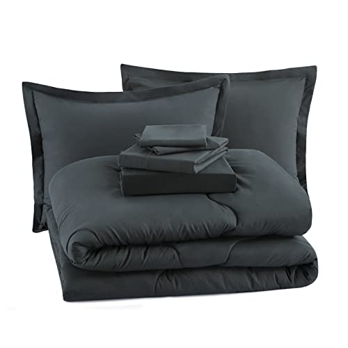 Ruikasi King Comforter Set With Sheets - Bed In A Bag King Size Dark Grey, 7 Pieces All Season Bedding Sets With Comforter, Flat Sheet, Fitted Sheet, Pillowcases And Pillow Shams #TOP4