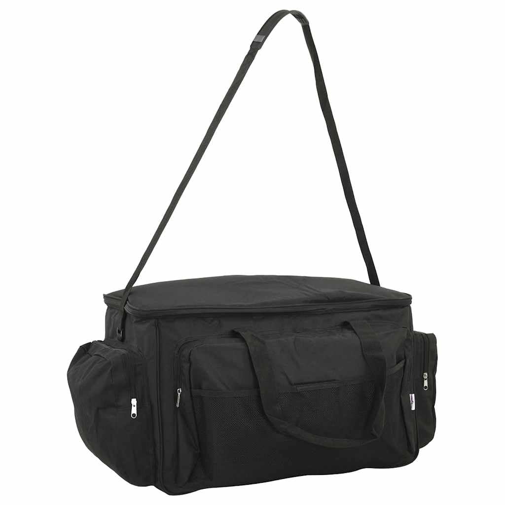 Angeltasche 70x35x35 cm Wasserdicht aus 600D Oxford-Gewebe, Große Angelkoffer Tasche mit Isolierender Trennwand, Umhängetasche für Angelausrüstung, Schwarz