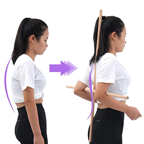 FunPa 2PCS vara de madeira correção de postura bastão de exercício vara de treino com fivela de bast