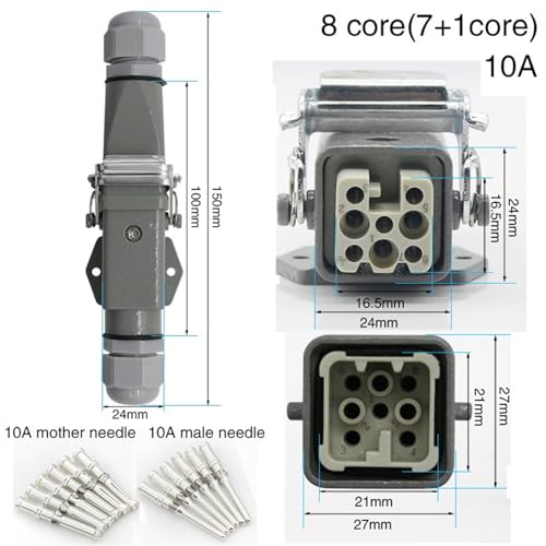 Conector Heavy Duty HDC-HA-4 6 core resistente agua y polvo miniatura 7