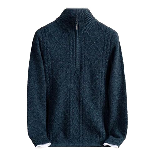 Kelsiop Fashion Winter Cashmere Men's Half High Zipper Thickened Knitwear High End Sweater Plus Size
