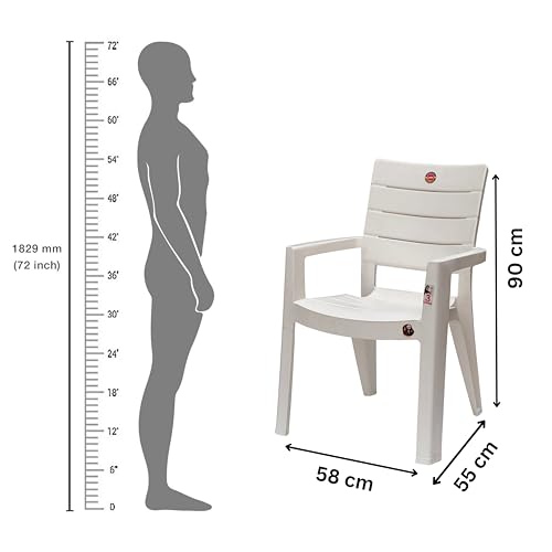 Image of Cello Jordan Polypropylene Plastic Arm Chair | Modern Multipurpose Seating for Home, Office, Garden & Balcony | Ergonomic Indoor & Outdoor Furniture | White | Set of 4 Piece