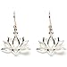 Open Design Lotus Blossom Flower Dangle Earrings in Sterling Silver, #7224