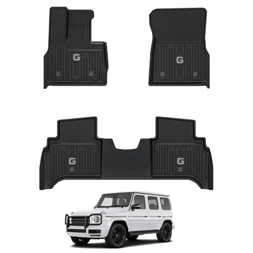 3W Floor Mats Fit for 2019-2025 Mercedes-Benz G Class/G500/G550/AMG G63 SUV TPE All Weather Custom Fit Floor Liner for Benz G Class 1st & 2nd Row Car Mats, Black 3. G Class|19-25|Floor Mats