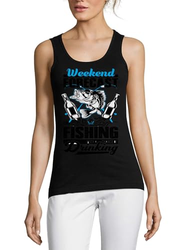 Débardeur en coton femme noir humour pêche et week-end détente