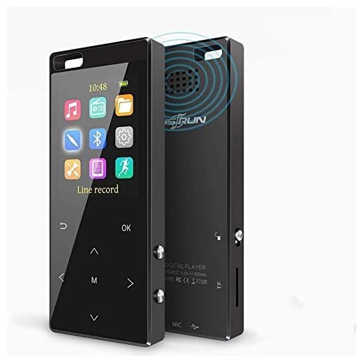 MP3 Player, MP3 Player with Bluetooth 5.0, MP3 Direct Recording, Hi-Fi Lossless Sound Music Player with FM Radio/Voice Recorder, Pedometer, Support up to 128gb TF Card, Black
