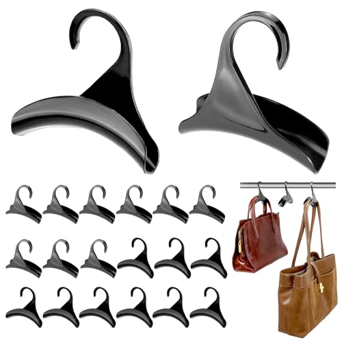 QWORK 20-Pack Black Acrylic Purse Hanger Hooks Compact Closet Organizer for Handbags and Satchels 4.33 x 4.33 with 1.58 Thickness Crease-Free Design Suitable for Home Dcor