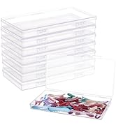 BENECREAT 8 Pack 6.5x3.5x0.6 Inch Rectangle Clear Plastic Storage Box with Double Hinged Lids for...