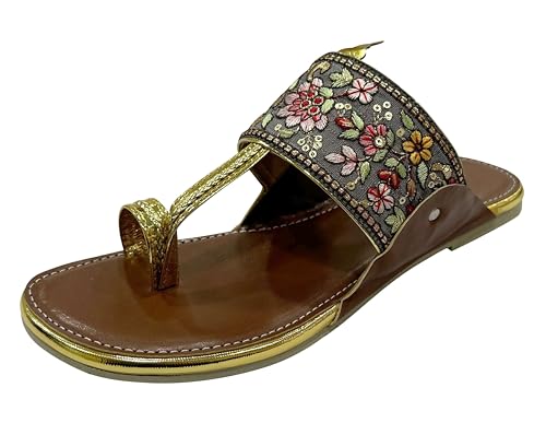 Shoe Bazar Ethnic Slippers For Women Slip Ons Grey Kolhapuri Chappals