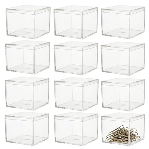 KissYou 12-Pack Acrylic Square Cube Jewelry Candy Box, 2.17x2.17x1.77 Inch