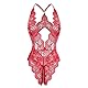 LEBENSFROH Sexy Dessous Damen Unterwäsche für Frau Outfit Frauen Lingerie Nachtwäsche Slip Ouvert Sehr Sexy Body Set Babydoll Teddy Bodysuit Tiefer V-Ausschnitt Halfter Erotische Negligee (XXXL, Rot)