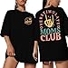 Overstimulated Moms Club Shirt for Women: Mom Shirts Mama Life Shirts Oversized Short Sleeve Clothes Tops Black
