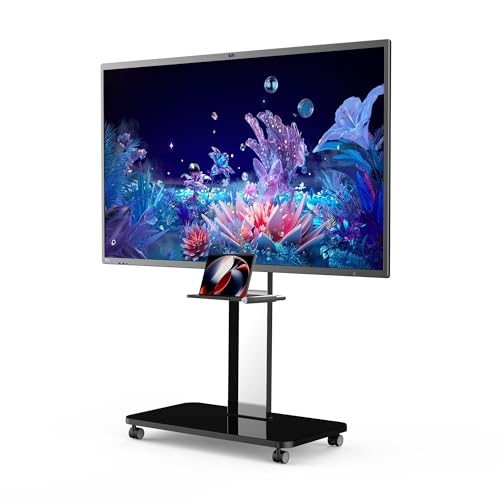 Image of Horion Mobile TV Stand for 65-86 Inch Television and Smart Board, TV Cart with Adjustable Shelf and Locking Wheels, for 65in, 70in, 75in, 85in LED, LCD, OLED Flat Curved TVs Office Living Room HK76