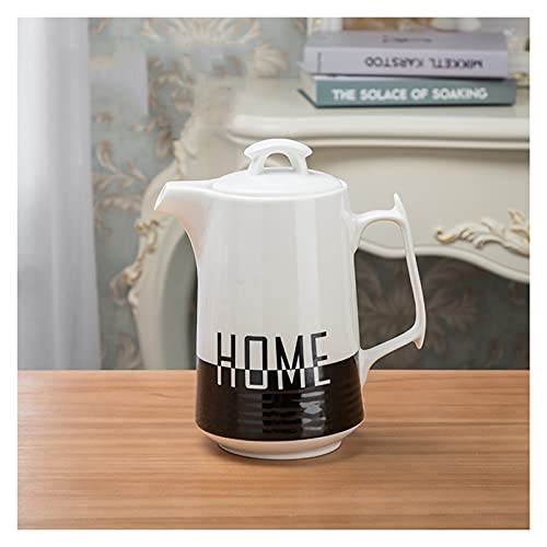 LUCBEI Pitcher Large-capacity Ceramic Pitcher Creative Cool Jug Lid Simple Teapot with Double Buckle with DC Outlet for Smooth Water Outlet Hot/Cold Water Carafe (Color : Black)