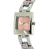  Chic rosa Damenuhr mit Armband das mit eingesetzten Steinen versehen ist