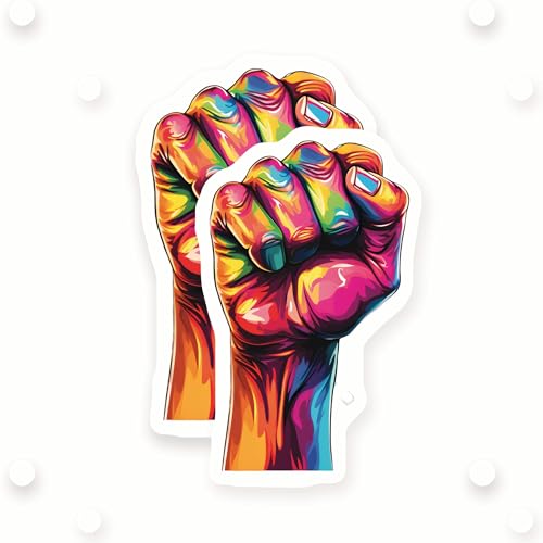 Rainbow Fist Magnets - Colorful Art Magnets - Bold Statement - 2 Pack - Sticks to Fridges, Lockers, Toolboxes & More - Made in USA - AQS10907