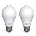 Motion Sensor Light Bulbs Dusk to Dawn PIR Built-in Motion Detector Bulbs 9W 2700K Warm White Auto On/Off Smart LED Lamp E26/E27 Base for Stair Porch Garage 2-Pack by LUXON