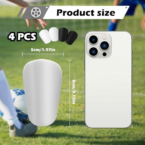Set mit 4 Mini Schienbeinschonern 8×5cm Fußball Mini Schienbeinschoner DIY Lackierbar (Schwarz & Weiß)