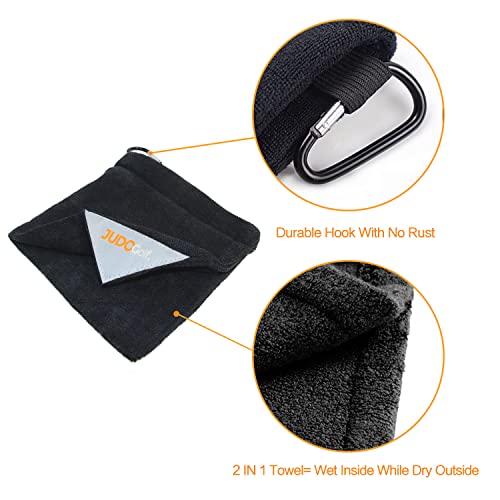 Judogolf Golf Ball Towel With Clip, Portable Golf Cleaning Towel Pocket Wet And Dry 5.5" X 5.5", Golf Accessories For Men #TOP3