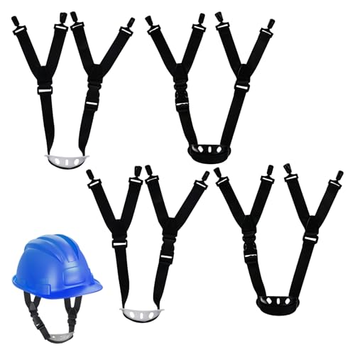 Image of 4-Point Hard Hat Chin Strap,4PCS Hard Hat Chin Straps,20mm Universal Adjustable Safety Helmet Strap with Quick Clip,Fits Most Hard Hats,Industrial Use(White/Black)