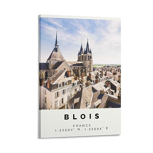 Blois Poster Colorful Print, Blois Wall Art, Blois Photo Decor, Blois Gift Travel Print,Centre-Val D Poster Decorative Painting Canvas Wall Art Living Room Posters Bedroom Painting 12x18inch(30x45cm)