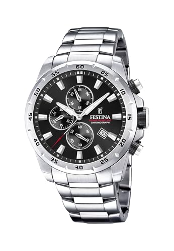 Festina Reloj Hombre F20463/4 Chrono Sport Caja de Acero Inoxidable 316l Plateado Correa de Acero Inoxidable 316l Plateado